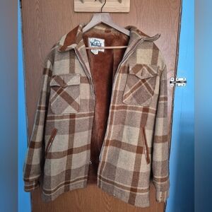 Vtg 60s Woolrich Plaid Mackinaw Hunting Brown Jacket Size L Pre Owned